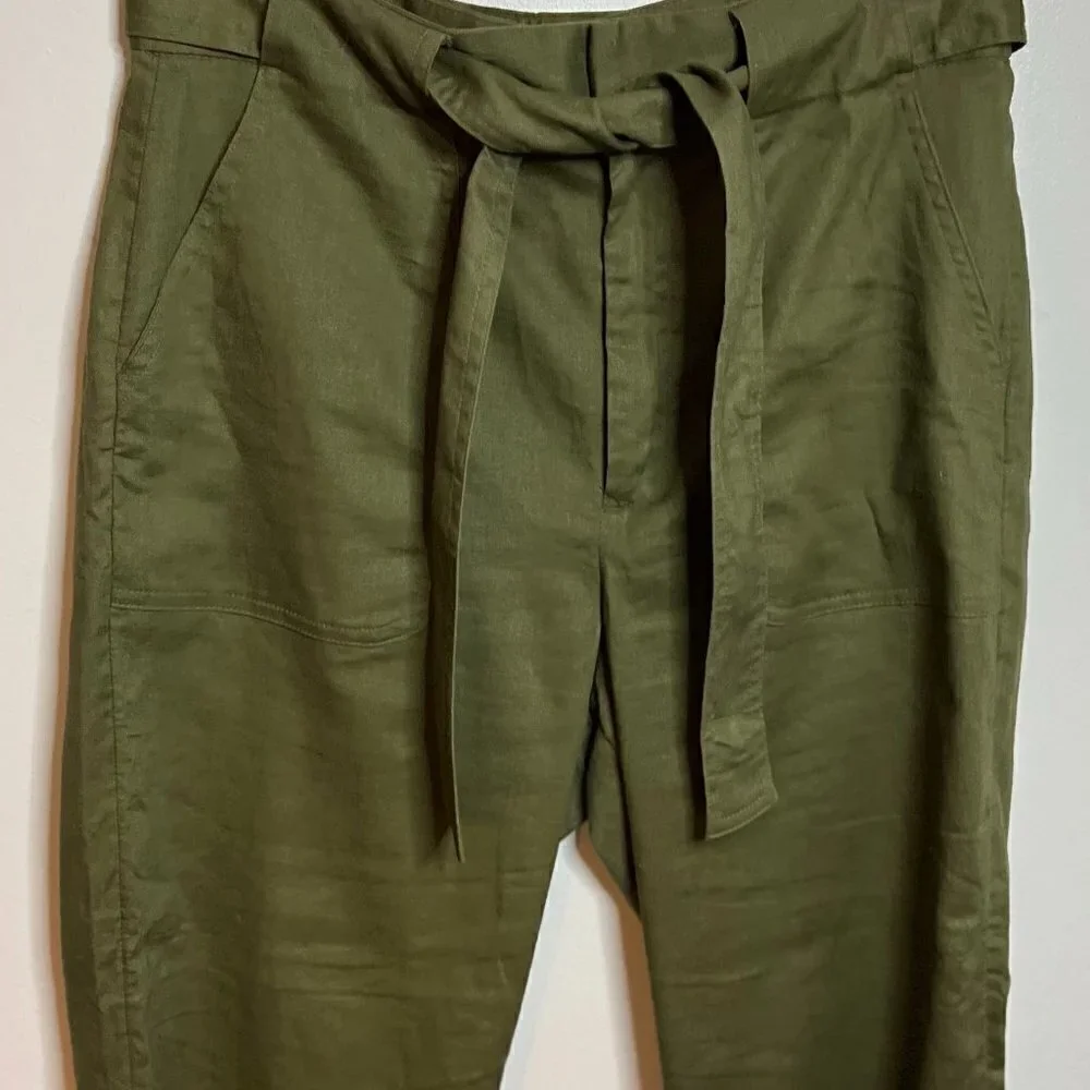 Banana Republic Olive Green Linen & Cotton Blend Pants Size 10P